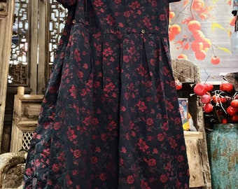 Cotton Maxi Dress, Loose Spring dress, Vintage dress, floral long dress, Party dress, dress with pockets, womens dress