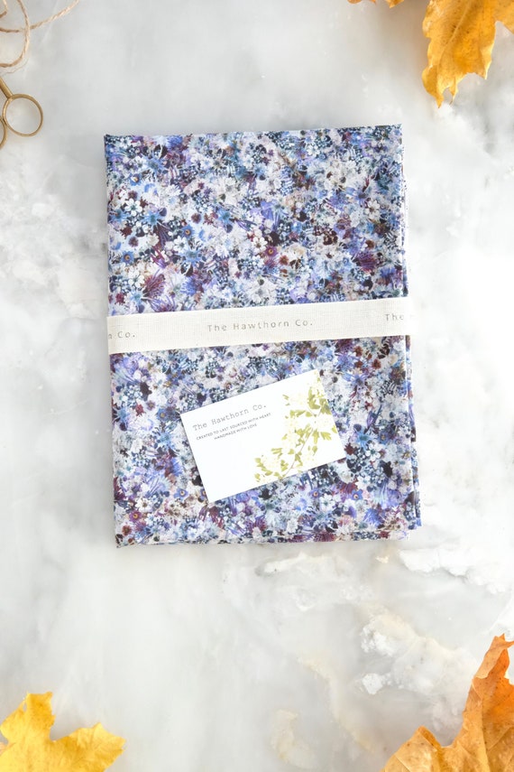 Extra Extra Large Floral Reusable Fabric Gift Wrap / Gift Wrap / Scarf / Frosty Morning