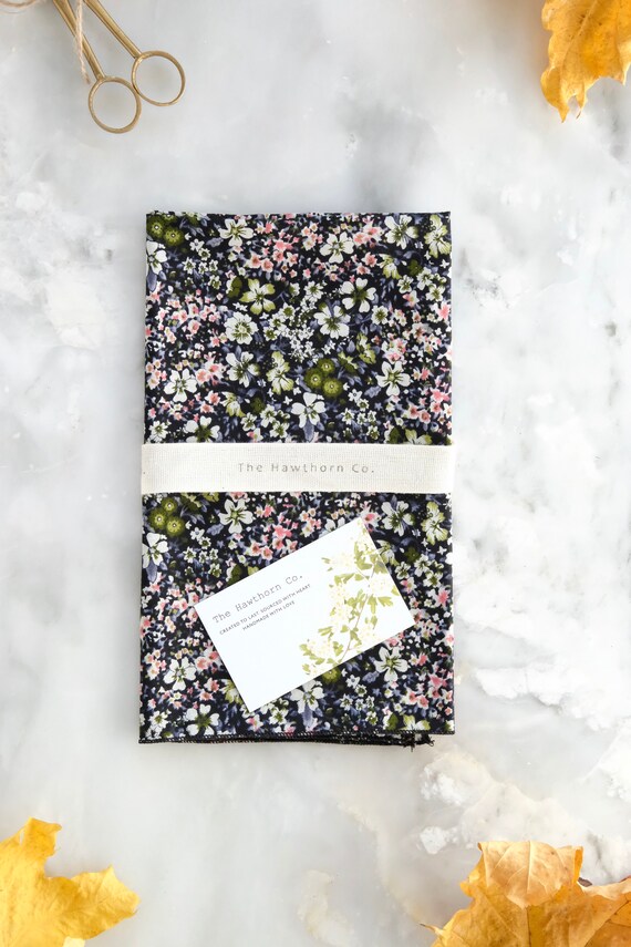 Reusable Fabric Gift Wrap / Large Gift Wrap / Pocket Square/ Spring Pink and Green Floral