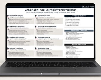 Mobile App Rechtliche Checkliste für Gründer - Start-up geistiges Eigentum, Einhaltung der Anforderungen für den App Store (PDF im Querformat)