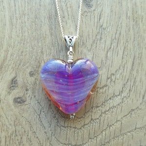 Pink glass heart bead necklace image 1