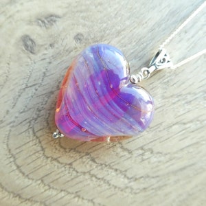 Pink glass heart bead necklace image 4