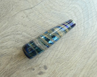 Light pull Metallic blue and blue ivory glass approx 69mm long