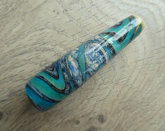 Light pull Metallic blue green and blue ivory glass approx 71mm long