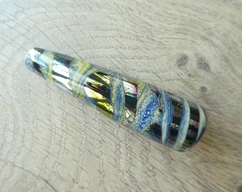 Light pull Metallic blue and blue ivory glass approx 70mm long