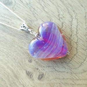 Pink glass heart bead necklace image 5