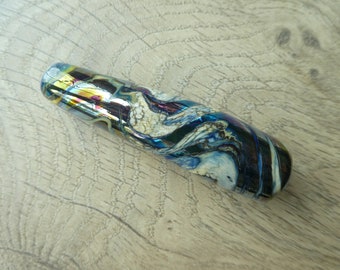 Light pull Metallic blue green and blue ivory glass approx 70mm long