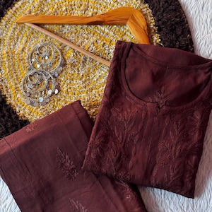 Premium Soft Chikankari Rayon Kurti Plazo Set, Plus Size Flowy Kurti Set, Elegant Daily Festive Ethnic Outfit, Sizes S-3XL