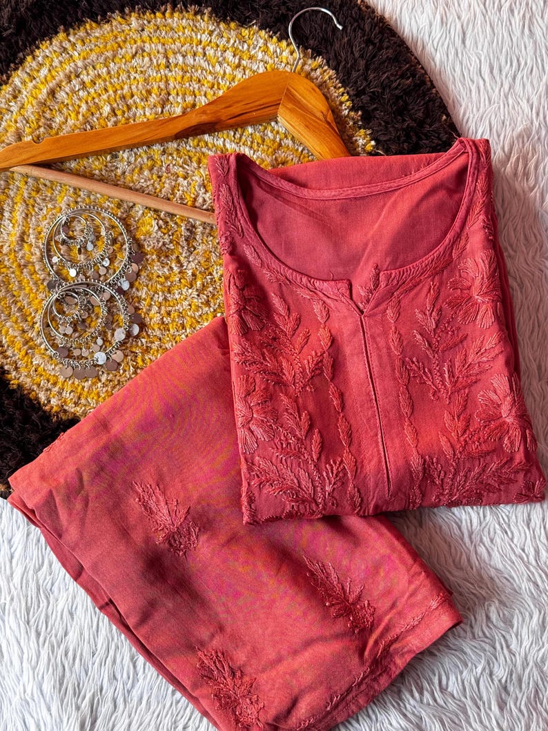 Premium Soft Chikankari Rayon Kurti Plazo Set, Plus Size Flowy Kurti Set, Elegant Daily Festive Ethnic Outfit, Sizes S-3XL