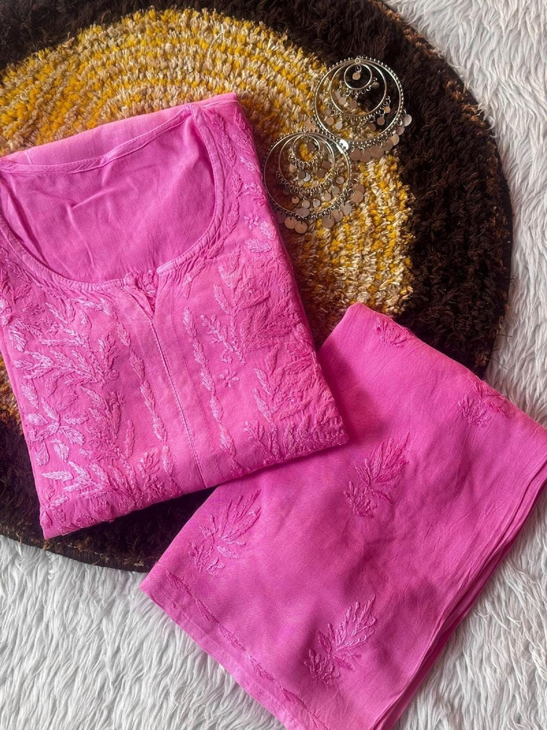 Premium Soft Chikankari Rayon Kurti Plazo Set, Plus Size Flowy Kurti Set, Elegant Daily Festive Ethnic Outfit, Sizes S-3XL