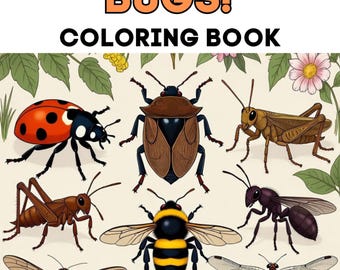 Käfer Malbuch für Kinder – 24 gruselige Krabbeltiere PDF zum ausdrucken – Marienkäfer Schmetterling Biene Ameise – Sofort Download
