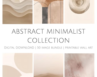 Neutrale abstrakte Kunst Drucke | Beige Minimalist Galerie Set (Digitaler Download)