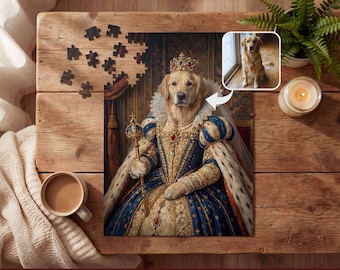Custom Royal Pet Portrait Puzzle, Personalized Dog Gift