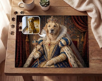 Custom Royal Pet Portrait Puzzle, Personalized Dog Gift