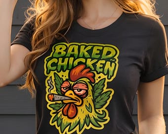 Camiseta con gráfico de pollo al horno • Camiseta divertida con humor para fumetas
