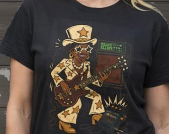 Camiseta de la bajista femenina BOOTSY COLINS / Ilustración de música western vintage