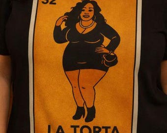 La Torta Loteria Card T-Shirt / Mexican Bingo card art, playera Mexicana