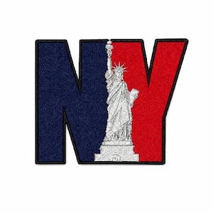Peut inclure: Écusson brodé avec les lettres "NY" et la Statue de la Liberté. Le "N" est bleu marine, le "Y" est rouge et la statue est blanche. L'écusson a une bordure noire.