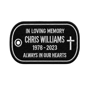 In Loving Memory Dog Tag Memorial Embroidered Patch – Customizable Name & Date