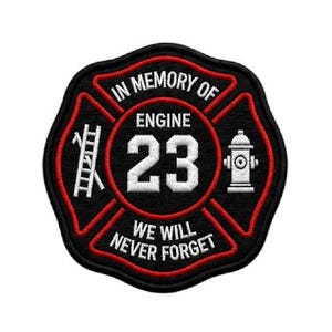 In Memory of Engine 23 Firefighter Memorial Embroidered Patch – Customizable Name & Date