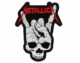 Metallica Skeleton Hand Patch | Rock On Skull Logo | Embroidered Iron-On Patch