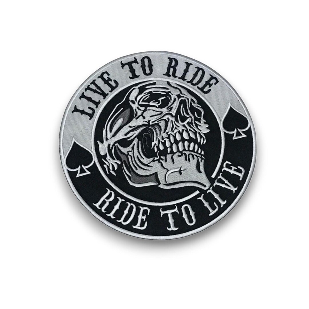 Live to Ride Skull Biker Patch | Embroidered Motorcycle Vest Iron On - Etsy