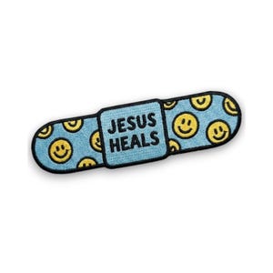 Jesus Heals Patch, kristen bandage broderad stryk-på-lapp för jacka, ryggsäck, hatt