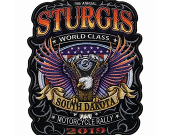 Sturgis 2026 Motorcycle Rally 86th Annual Embroidered Patch – Black & Orange Biker Souvenir