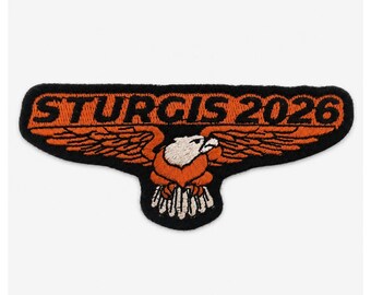 Sturgis 2026 Embroidered Motorcycle Patch | Biker Rally Rocker & Eagle Design
