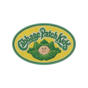 Vintage Cabbage Doll Embroidered Patch, Retro Cartoon Jacket Badge