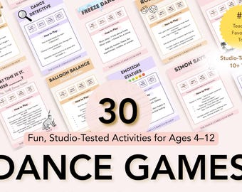 Pacote de Jogos para Aulas de Dança | 30 Atividades Divertidas em PDF | Idades de 4 a 12 anos