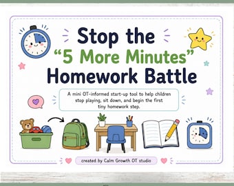 Opstartroutine huiswerk afdrukbaar | Stop 'nog 5 minuten'-gevechten | OT-geïnformeerde oudertool voor kinderen