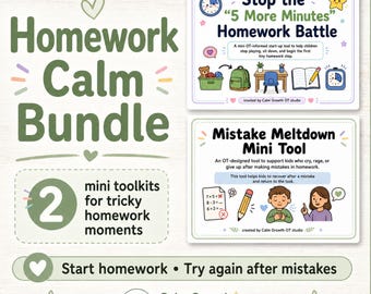 Huiswerkrustbundel | Hulpprogramma's voor opstarten en fouten bij huiswerk maken | OT-geïnformeerde printables voor kinderen