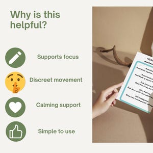 Tarjetas de movimiento para niños con TDAH / Mejora la concentración / Reduce la inquietud / Herramienta para el aula y las tareas / Estrategia de terapia ocupacional imagen 5