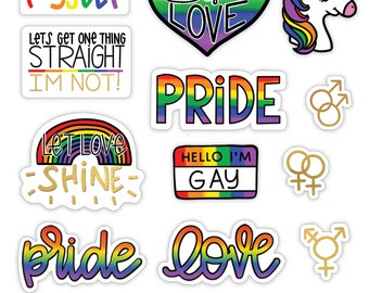 Pride Stickers | LGBT GLBT | Gay Lesbian Bisexual Transgender Trans nb Enby FTM mtf Queer Ally | Rainbow Love Decal | Unicorn Bumper Sticker