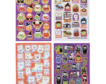 Scratch and Sniff Halloween Stickers | Scented Stickers | Vampires Ghosts Candy Corn | Trick or Treat | Teal Pumpkin | Scrapbooking | Garlic