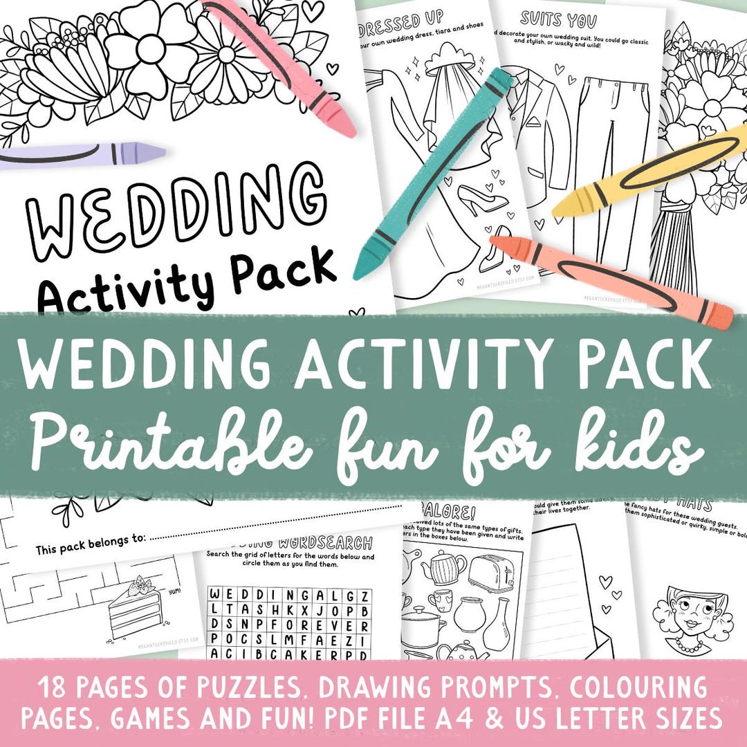 Wedding Activity Pack for Kids. Wedding Table Games for Children ...