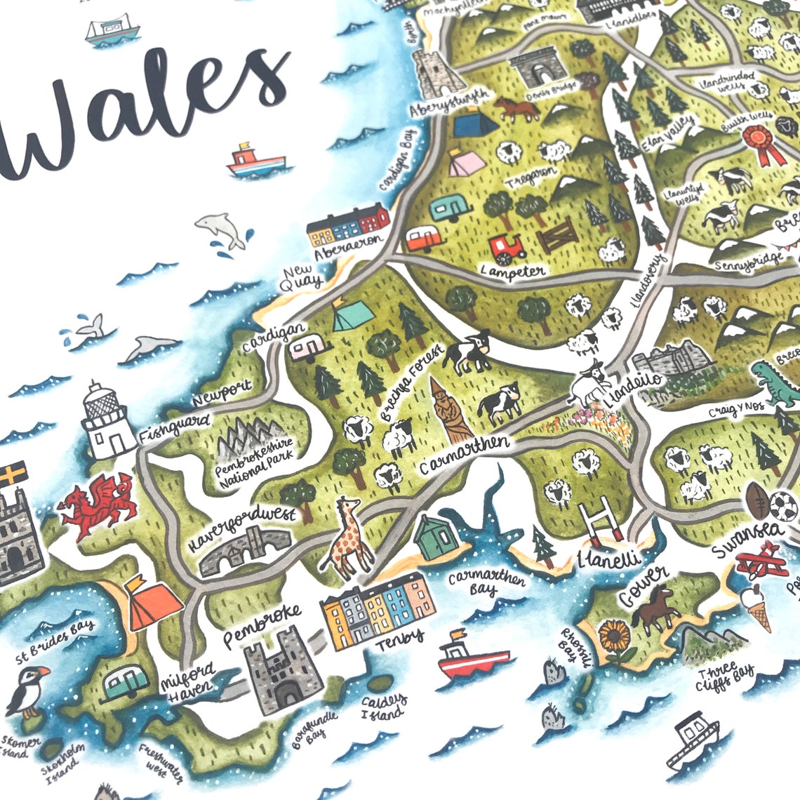 Map of Wales Print Wales Wall Art Wales Map Poster Welsh | Etsy