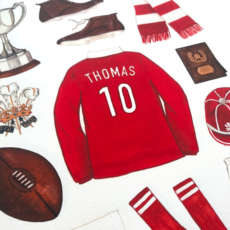 Welsh Rugby Print Welsh Rugby Shirt Art Personalised Welsh Etsy