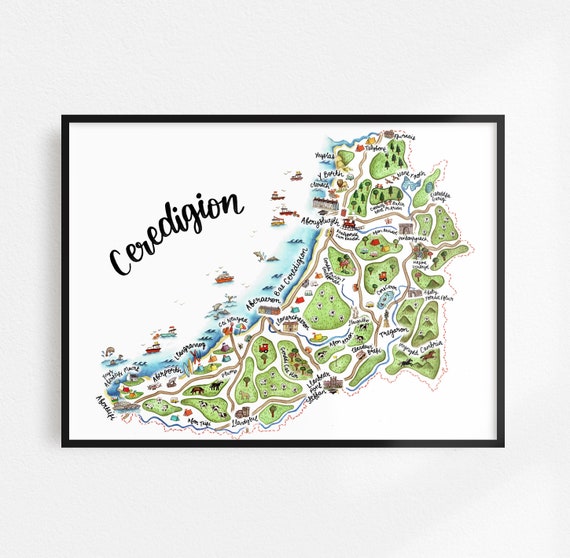 Original Illustration Ceredigion Wales Travel Poster Aberystwyth Art Print