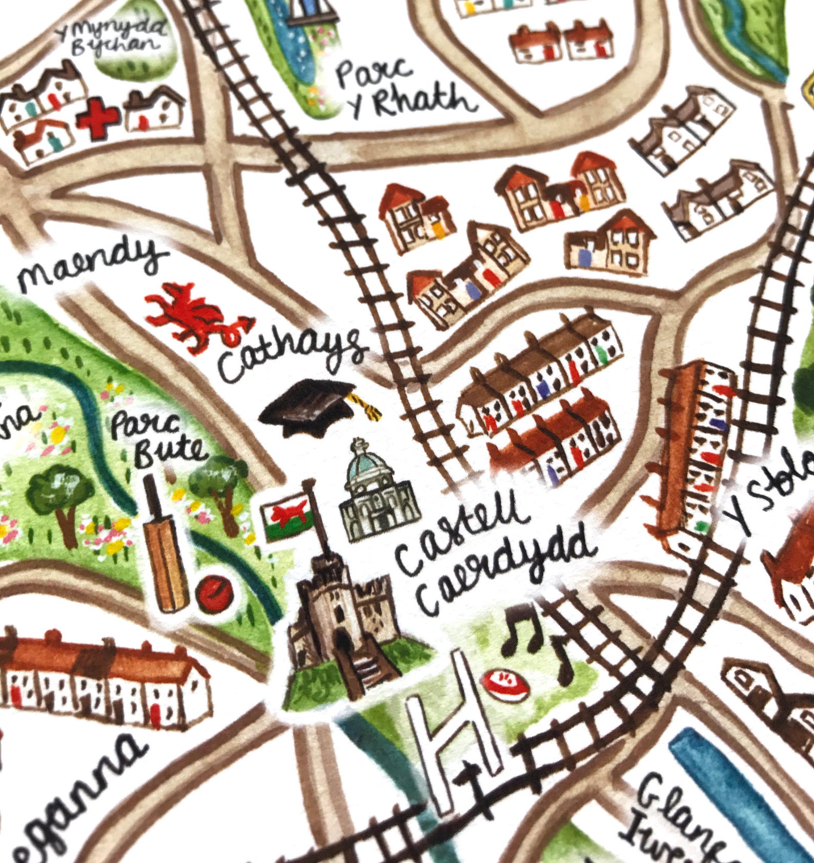 Cardiff Map Print Cardiff Wall Art Map of Cardiff City Etsy UK