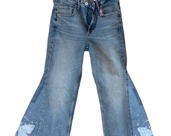 Zara Boho Hand Painted Jeans-Size 4