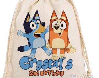 Personalized Party Goodie Bags | Custom Birthday Favor Bags | Kids Party Treat Bags | Inspired by bluey| bingo theme fun bags
