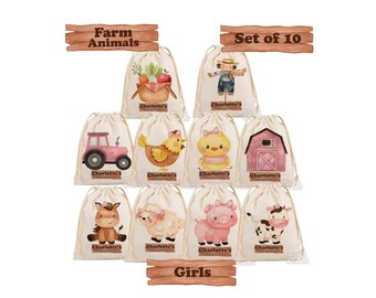 Little Farm Animals Party Favor Bags - Farm Themed Birthday Party Favors, Cute Animal Goodie Bags, Farm Animal Party Supplies