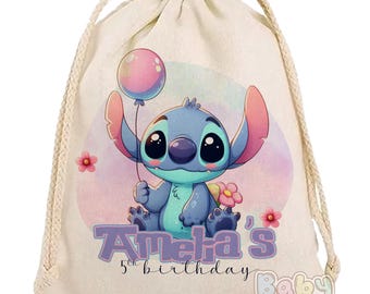 Personalized Stitch Party Favor Bag - Cute Alien Theme Birthday Gift Bag, Kids Party Favors, Custom Goodie Bag