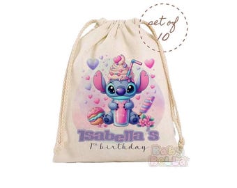 Personalized Party Goodie Bags | Custom Birthday Favor Bags | Kids Party Treat Bags | Inspired by stitch| alien theme birthday bags