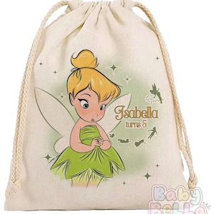 Tinkerbell Party Favor Bag - Personalized Fairy Theme Birthday Goodie Bag, Kids Party Supplies, Custom Favor Bag