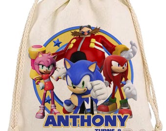 Speedy Hedgehog Party Favor Bag - Personalized Fast Theme Goodie Bag, Kids Birthday Supplies, Custom Party Favor