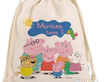 Personalized Party Goodie Bags | Custom Birthday Favor Bags | Kids Party Treat Bags | Inspired by Peppa| piggy goodie bags for any event