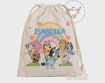 Personalized Party Goodie Bags | Custom Birthday Favor Bags | Kids Party Treat Bags | Inspired by bluey and bingo theme party bags